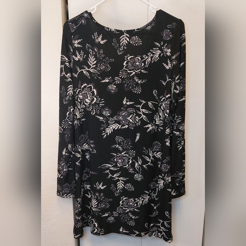 Mudd Size Medium Midi Sheath Floral Dress Long Sleeve Boho Comfy Soft Casual - Picture 9 of 10